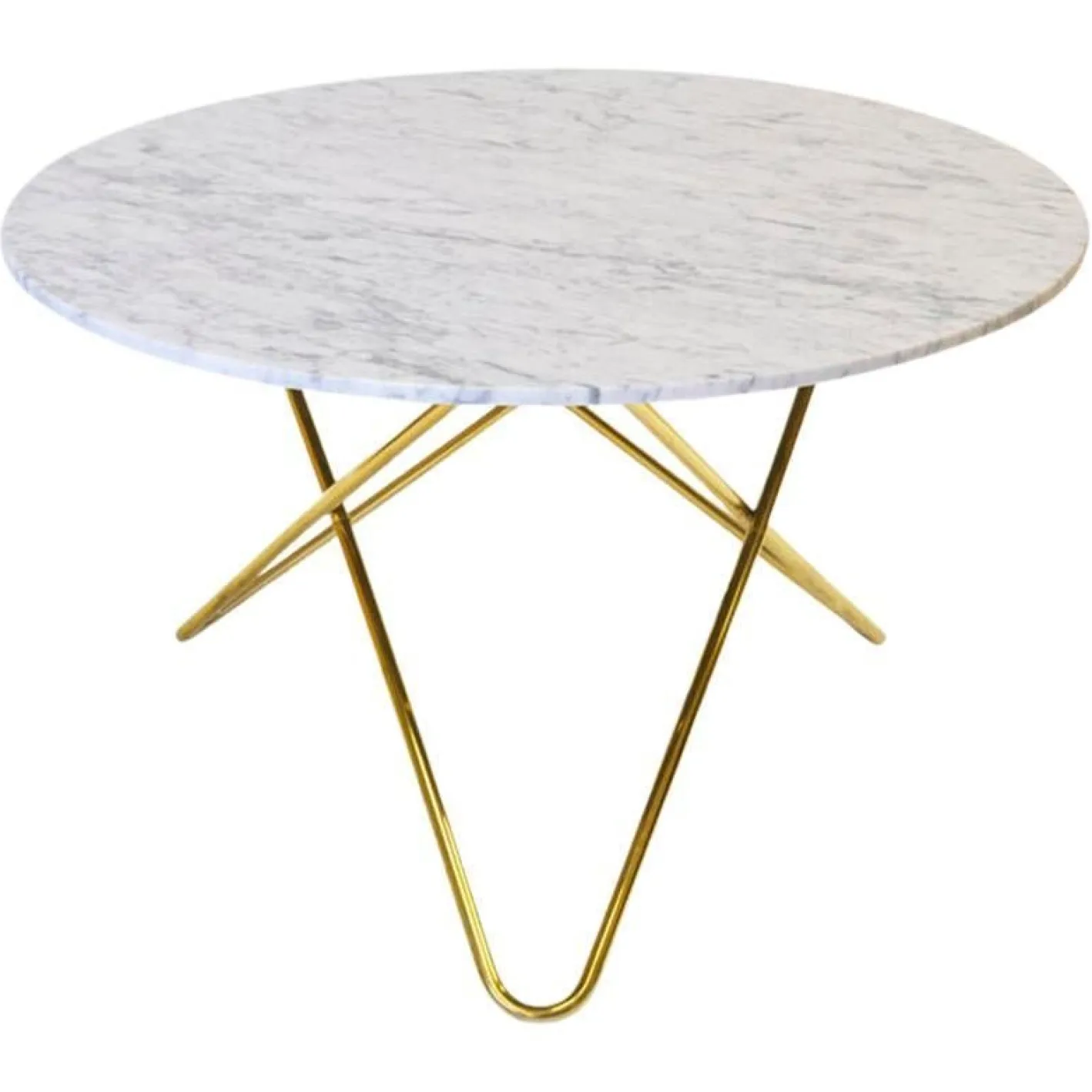 Weißer Big O Tisch aus Carrara Marmor & Messing von Oxdenmarq