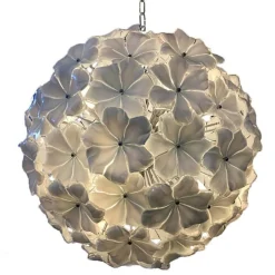 Weißer Lotus Sputnik Kronleuchter aus Muranoglas von Simoeng