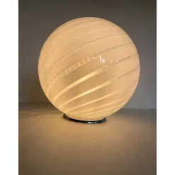Weiße Spiral Tischlampe aus Muranoglas von Simoeng