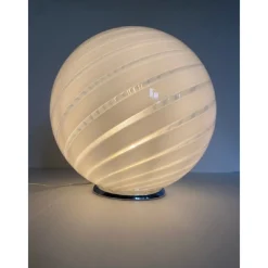 Weiße Spiral Tischlampe aus Muranoglas von Simoeng