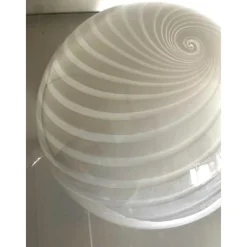 Weiße Spiral Tischlampe aus Muranoglas von Simoeng