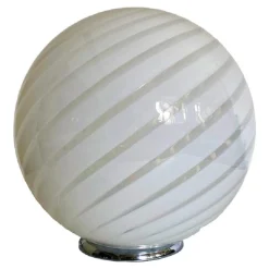 Weiße Spiral Tischlampe aus Muranoglas von Simoeng