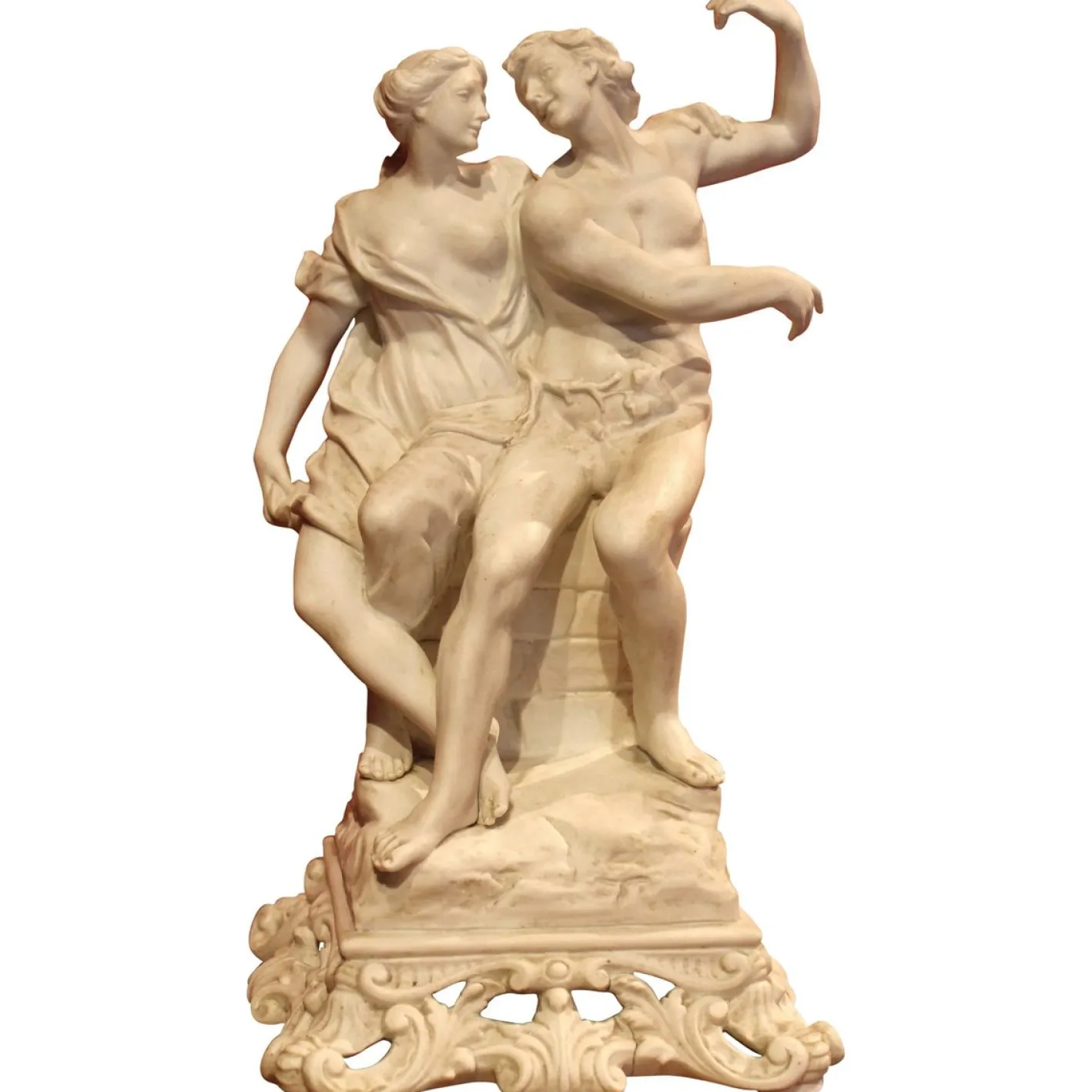 Weißes Porzellan Gruppe von männlichen und weiblichen Figuren, Ende 19. Jh. von Capodimonte, 1890er