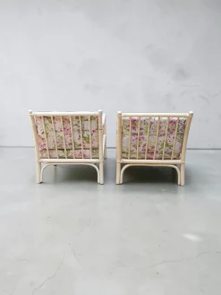 Weiß lackierte Bambus-Sessel, Italien, 1970er Jahre, 2er-Set