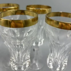 Weingläser mit 18 Karat Goldrand von Franz Kaspar für Glashütte, 1950er, 6 . Set