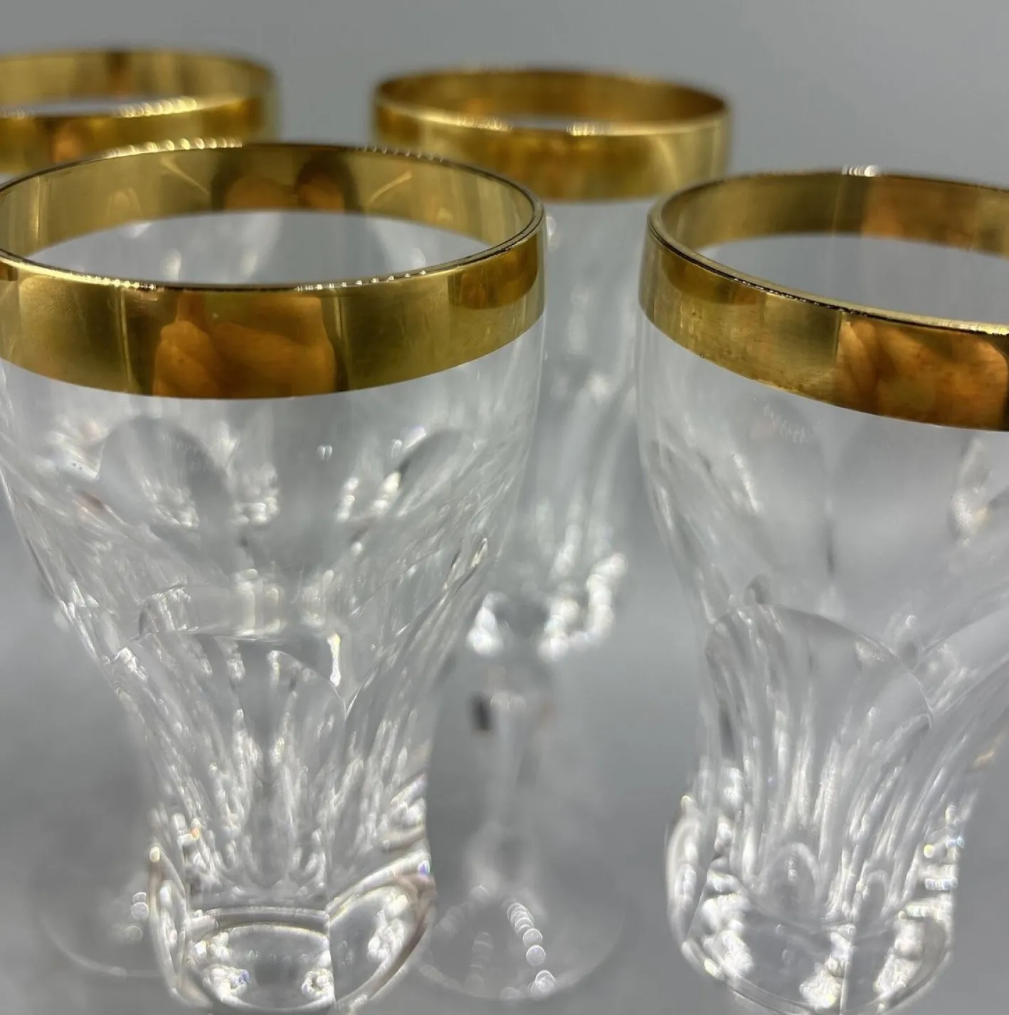 Weingläser mit 18 Karat Goldrand von Franz Kaspar für Glashütte, 1950er, 6 . Set