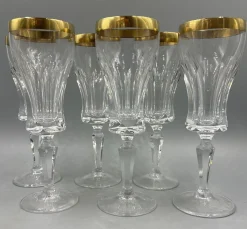 Weingläser mit 18 Karat Goldrand von Franz Kaspar für Glashütte, 1950er, 6 . Set