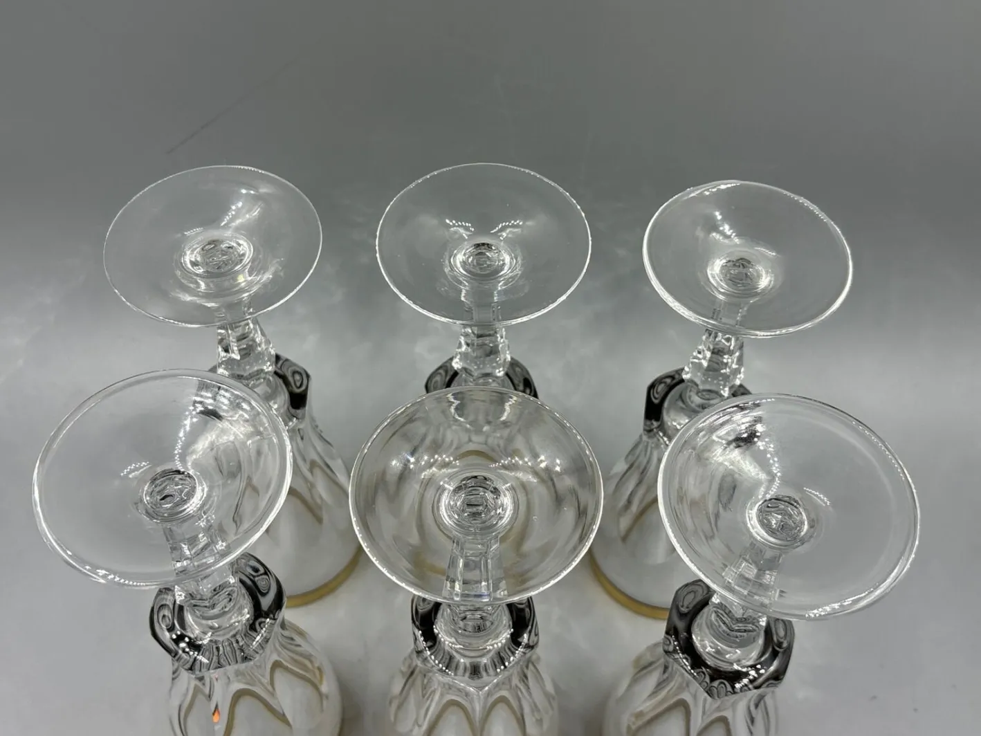 Weingläser mit 18 Karat Goldrand von Franz Kaspar für Glashütte, 1950er, 6 . Set