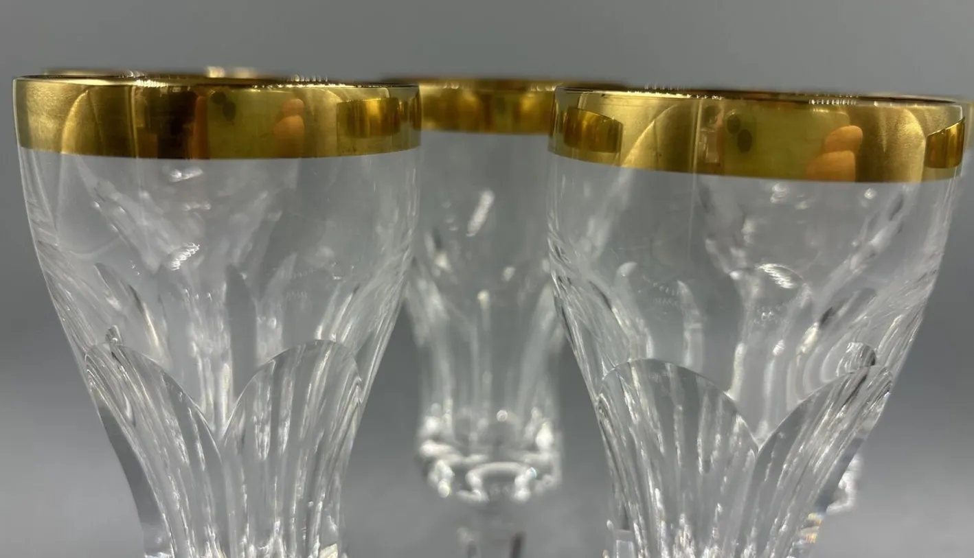 Weingläser mit 18 Karat Goldrand von Franz Kaspar für Glashütte, 1950er, 6 . Set