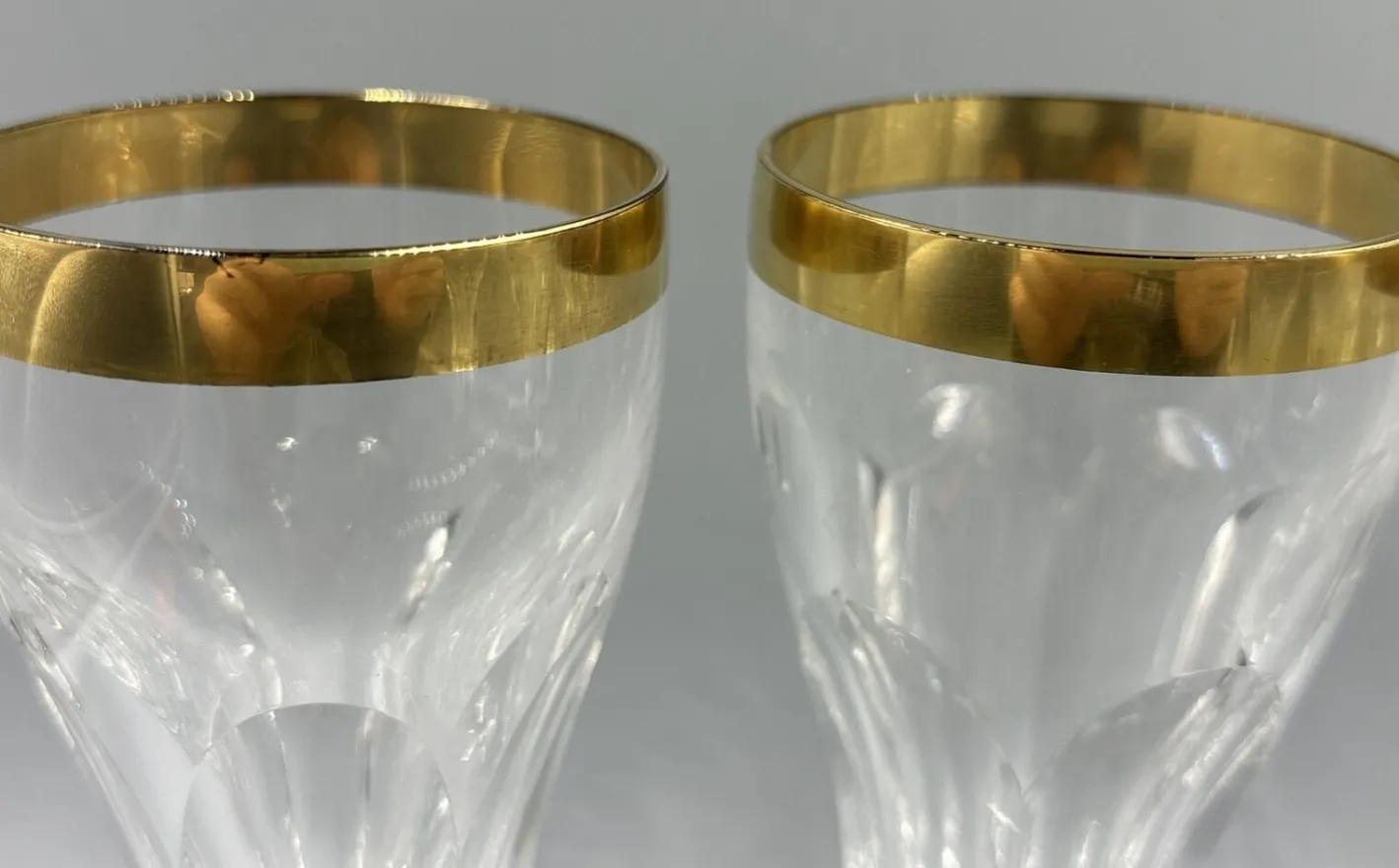 Weingläser mit 18 Karat Goldrand von Franz Kaspar für Glashütte, 1950er, 6 . Set