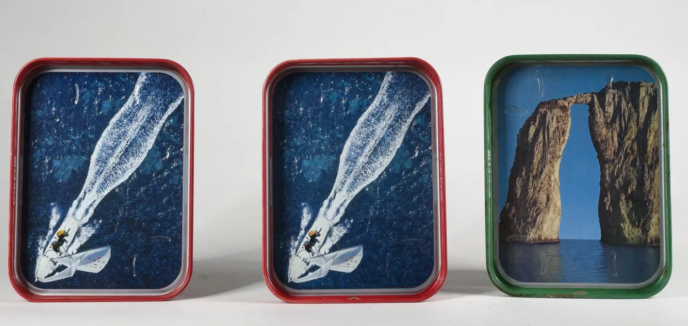 Werbetabletts aus Metall, Italien, 1960er, 4er Set