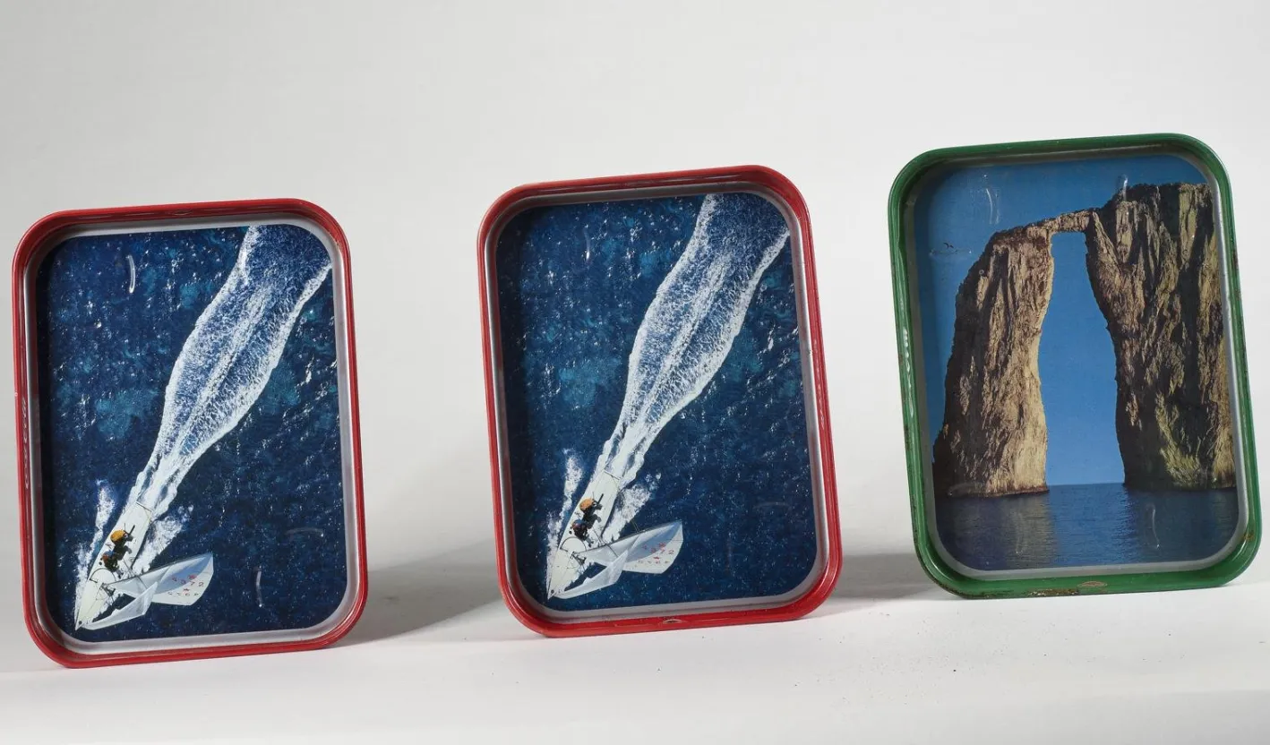Werbetabletts aus Metall, Italien, 1960er, 4er Set