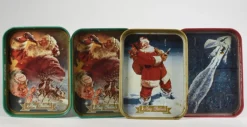 Werbetabletts aus Metall, Italien, 1960er, 4er Set