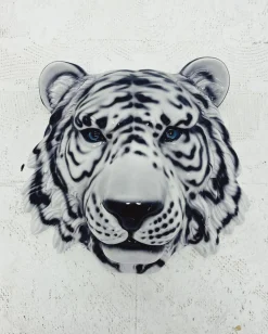 White Tiger Wandmaske von Ceramiche Boxer