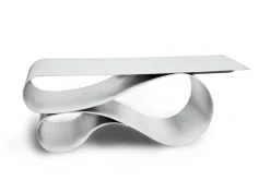 Whorl Couchtisch aus versilbertem pulverbeschichtetem Aluminium von Neal Aronowitz