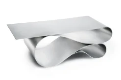 Whorl Couchtisch aus versilbertem pulverbeschichtetem Aluminium von Neal Aronowitz