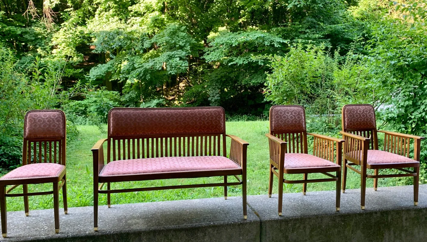 Wiener Jugendstil Sofa & Sessel von JJ Kohn für Jacob & Josef Kohn, 1890er, 4er Set
