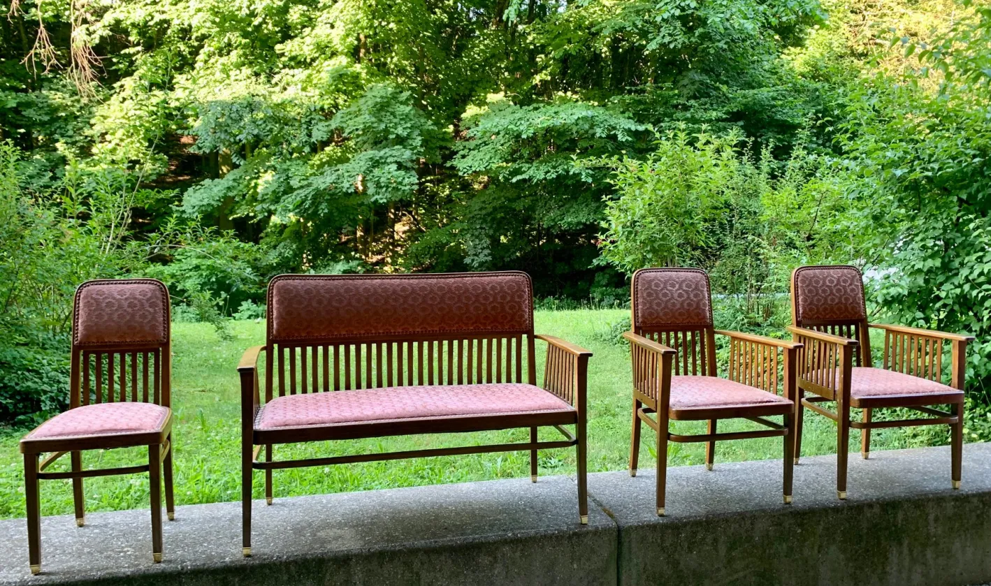 Wiener Jugendstil Sofa & Sessel von JJ Kohn für Jacob & Josef Kohn, 1890er, 4er Set