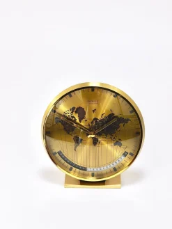 Wilhelm Kienzle zugeschriebene Mid-Century Tischuhr aus Messing, Deutschland, 1960er