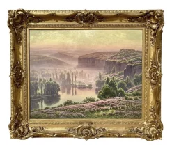 William Didier-Pouget, Morning Mists, Heathers In Bloom, Dordogne Valley, Öl auf Leinwand, gerahmt