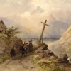 William Oliver RI, Spanish Travellers on a Coastal Path, Frühes 19. Jh., Aquarell