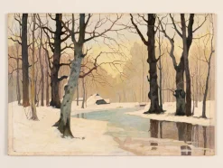 Winterwald, frühes 20. Jh., Öl auf Teller, gerahmt