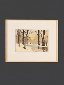 Winterwald, frühes 20. Jh., Öl auf Teller, gerahmt