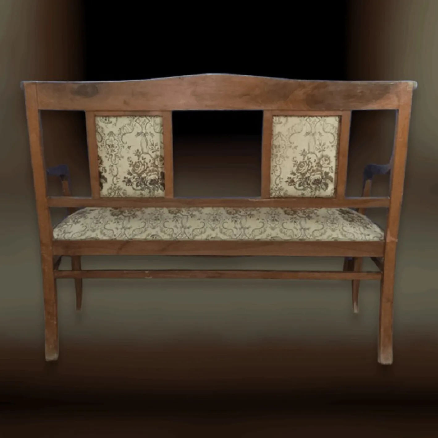 Wohnzimmer Sofa und Sessel aus Holz und Stoff, 3 . Set