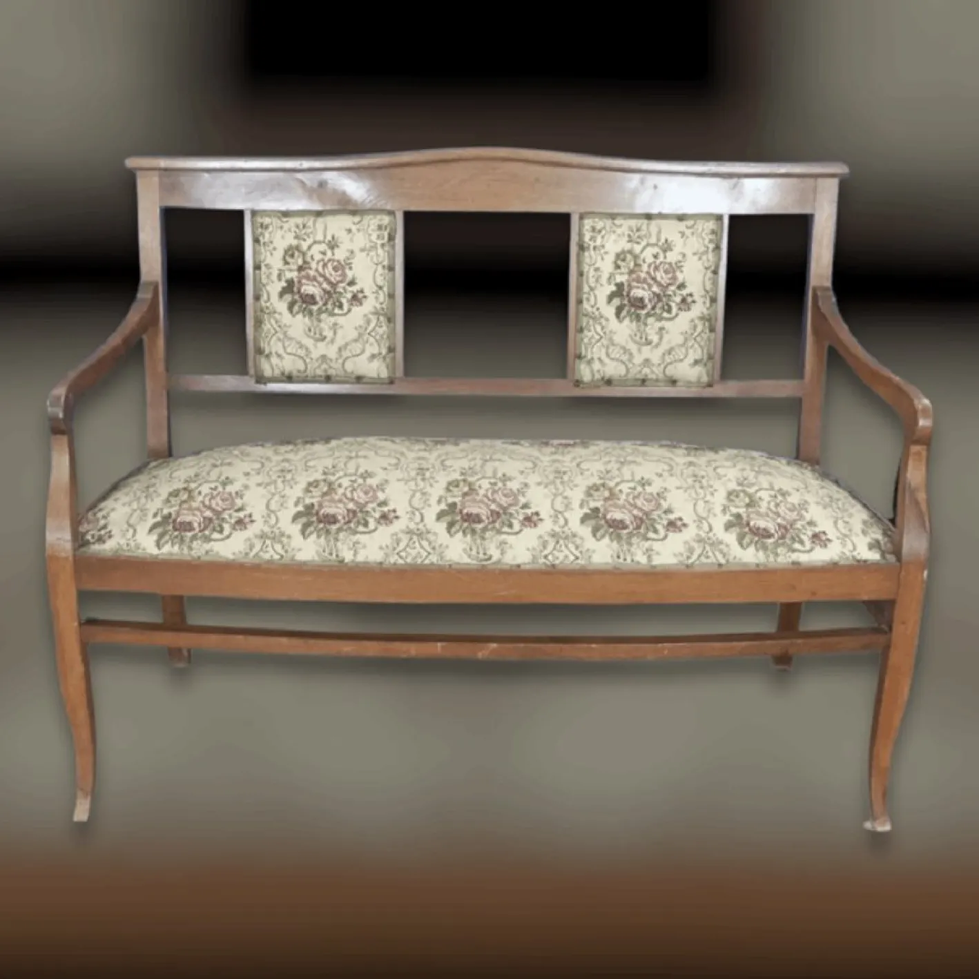 Wohnzimmer Sofa und Sessel aus Holz und Stoff, 3 . Set