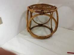 Würfelförmiger Couchtisch aus Rattan, Italien, 1950er