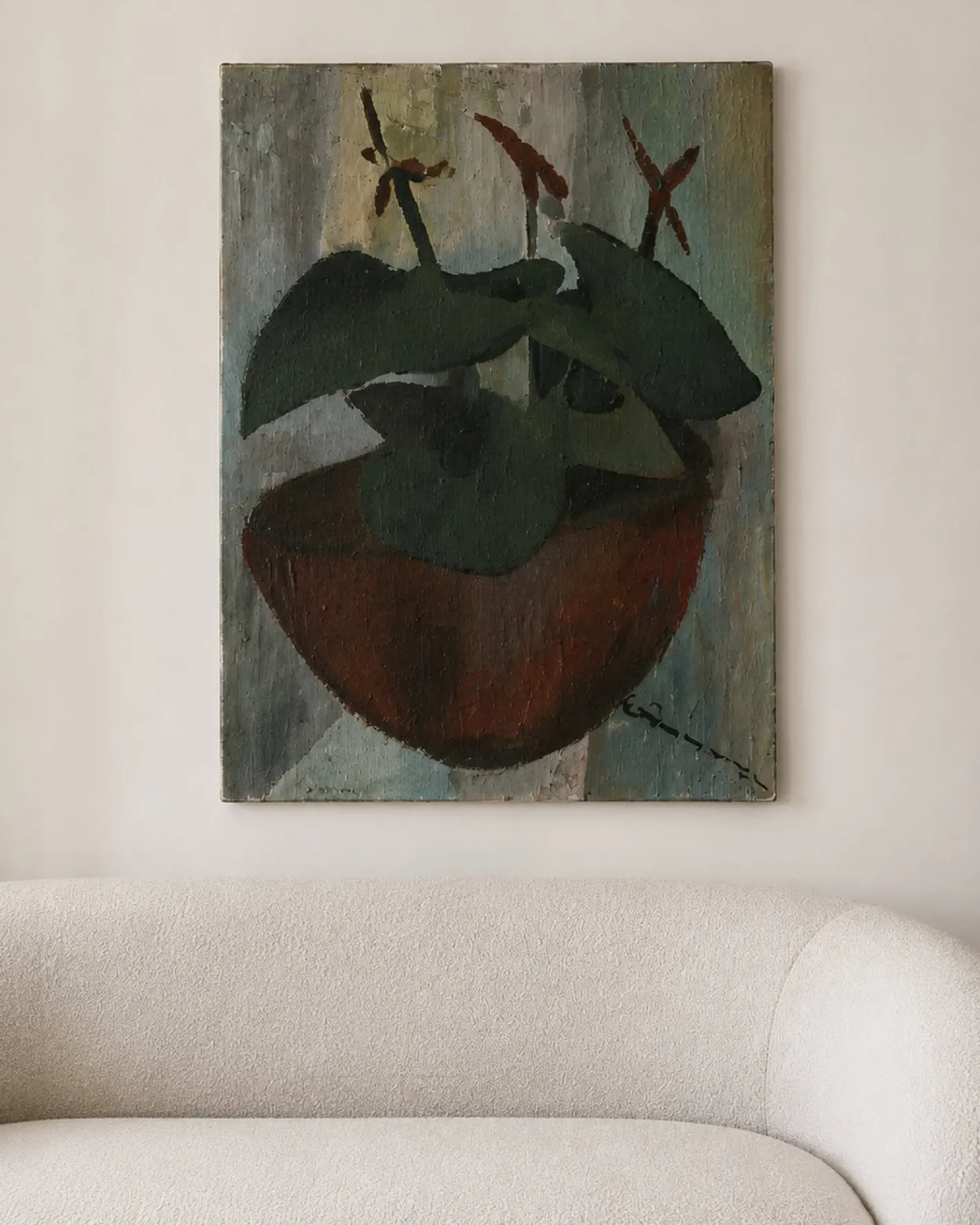Yvonne Grauer, Flowers in a Kürbis, 1960er, Ölgemälde