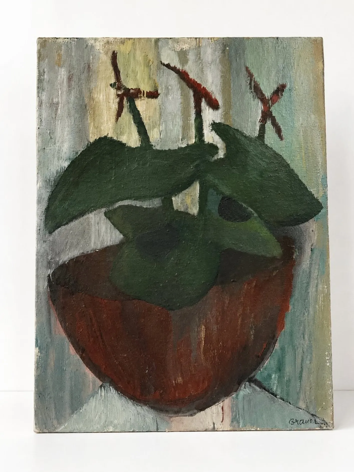 Yvonne Grauer, Flowers in a Kürbis, 1960er, Ölgemälde