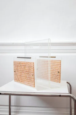Zeitschriftenständer aus Acrylglas & Caning, 1970er