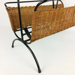 Zeitschriftenständer aus Rattan & Metall, 1960
