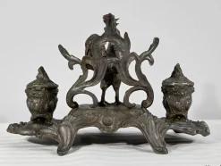 Zinn Tintenfass, Ende 19. Jh. von A.Bossu, 1890er