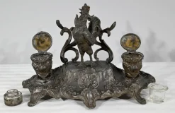 Zinn Tintenfass, Ende 19. Jh. von A.Bossu, 1890er