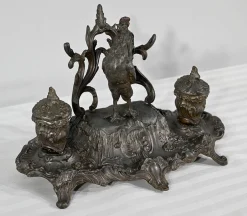 Zinn Tintenfass, Ende 19. Jh. von A.Bossu, 1890er