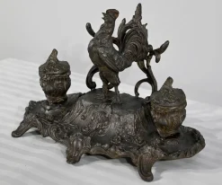 Zinn Tintenfass, Ende 19. Jh. von A.Bossu, 1890er