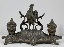 Zinn Tintenfass, Ende 19. Jh. von A.Bossu, 1890er