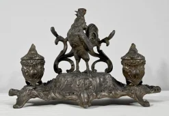 Zinn Tintenfass, Ende 19. Jh. von A.Bossu, 1890er