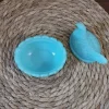 Zoomorphe Zuckerdose in Form einer Henne aus blauem Opalin von Portieux Crystalworks