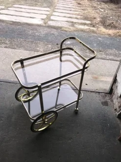 Zweistöckiger französischer Barwagen aus Messing, 1960er