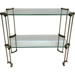 Zweistufiger Konsolentisch aus Messing & Glas von Peter Ghyczy, 1970