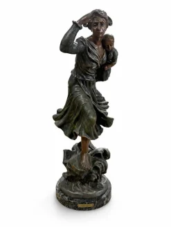 Zweites Modell von Anxiete, 20. Jh., Bronze auf Marmorsockel