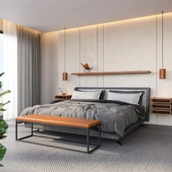 Zylinderförmige Leder Hängelampe von Cuero Design