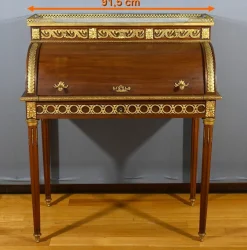 Zylinderförmiger Schreibtisch aus Mahagoni im Louis XVI-Stil, Ende 19. Jh.
