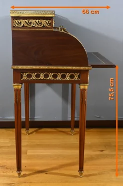 Zylinderförmiger Schreibtisch aus Mahagoni im Louis XVI-Stil, Ende 19. Jh.